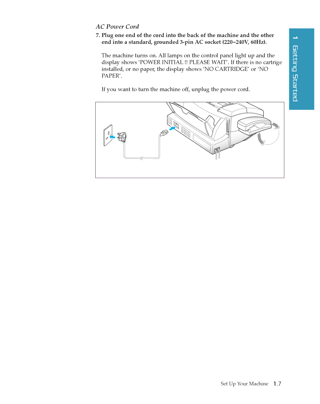 Samsung SF4500 manual AC Power Cord 