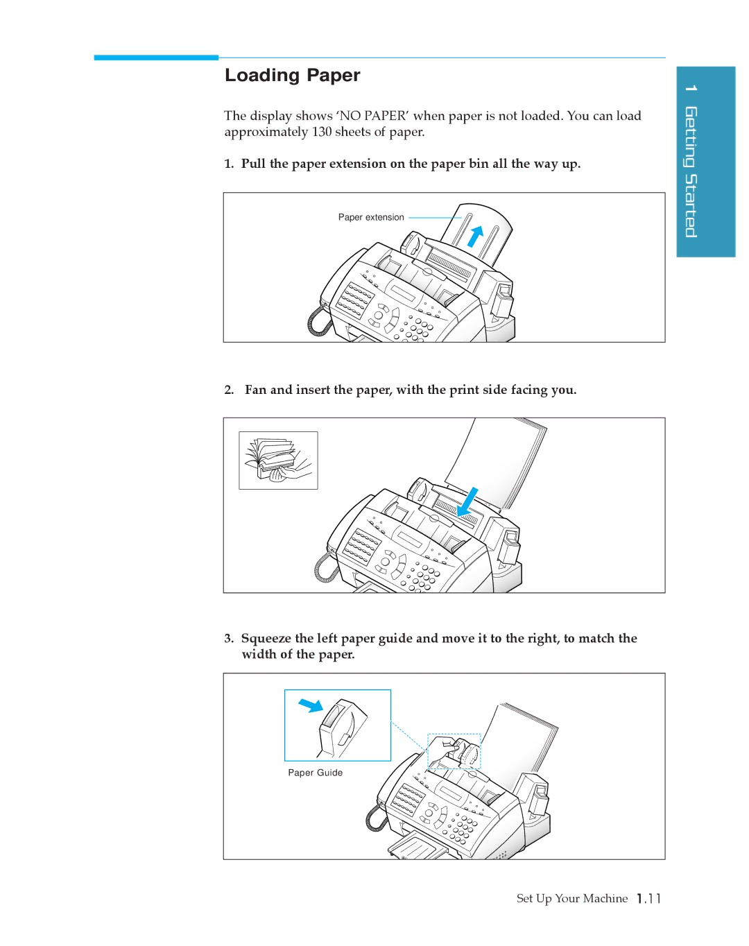 Samsung SF4500 manual Loading Paper 