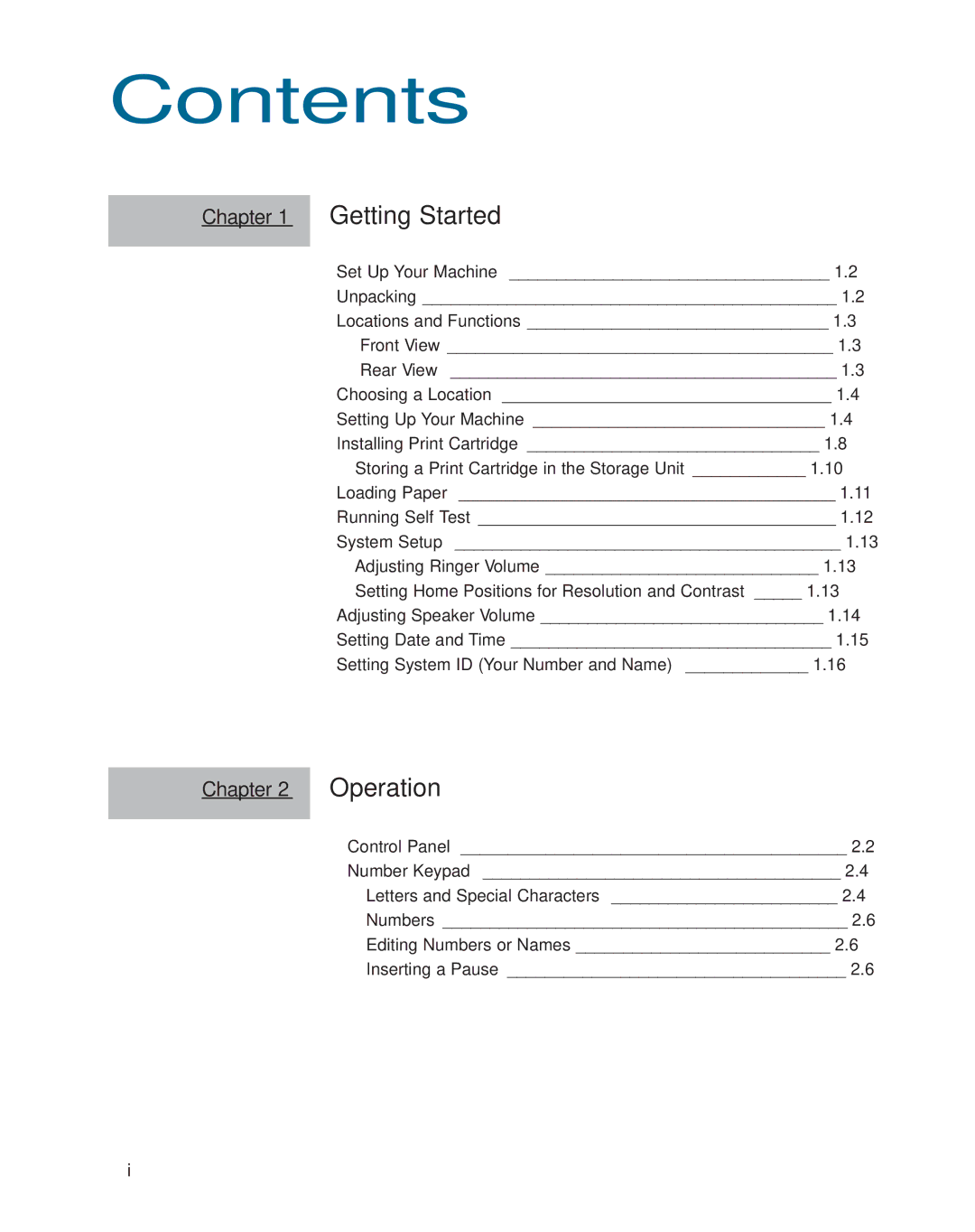 Samsung SF4500 manual Contents 