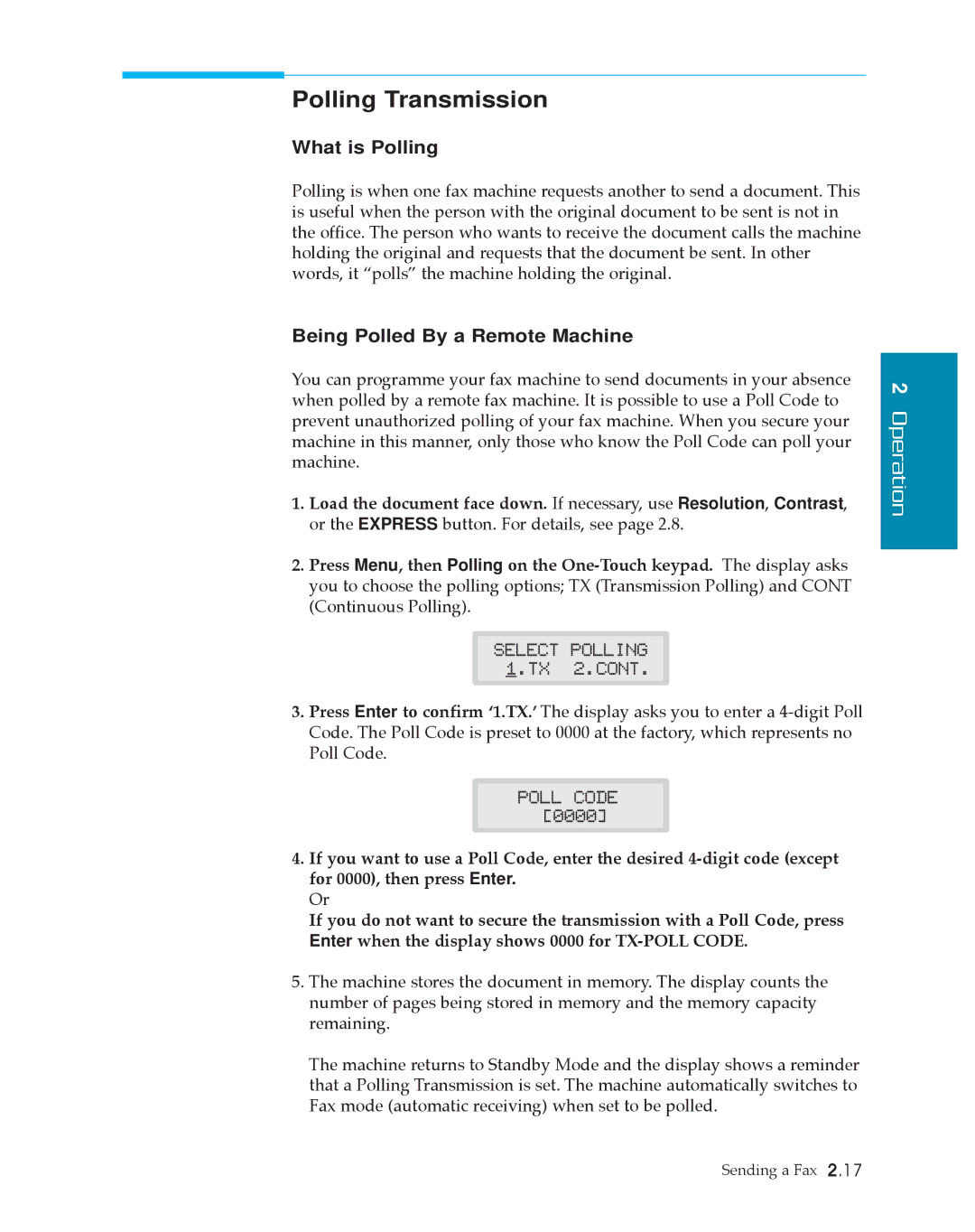 Samsung SF4500 manual Polling Transmission, What is Polling, Being Polled By a Remote Machine 