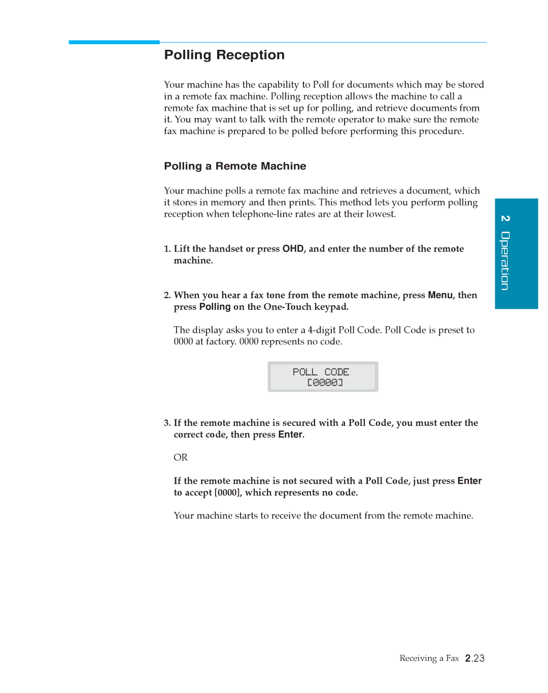 Samsung SF4500 manual Polling Reception, Polling a Remote Machine 