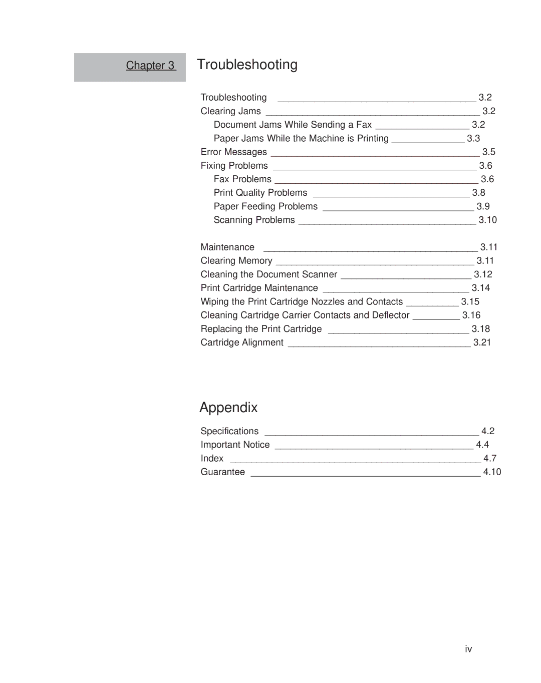 Samsung SF4500 manual Appendix 