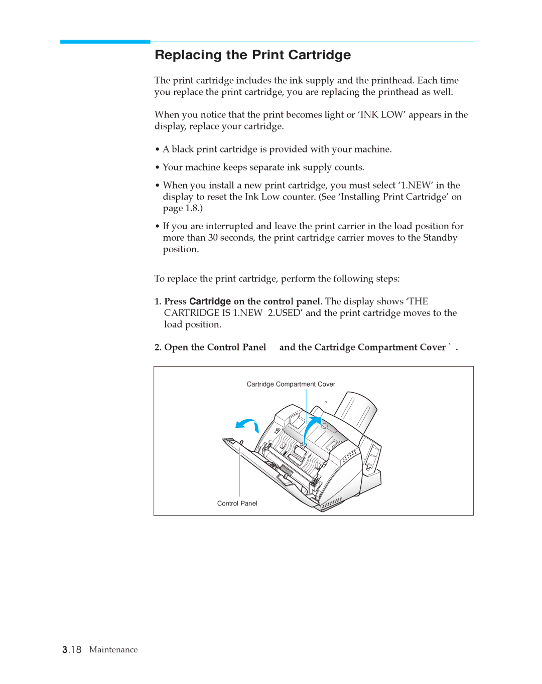 Samsung SF4500 manual Replacing the Print Cartridge 