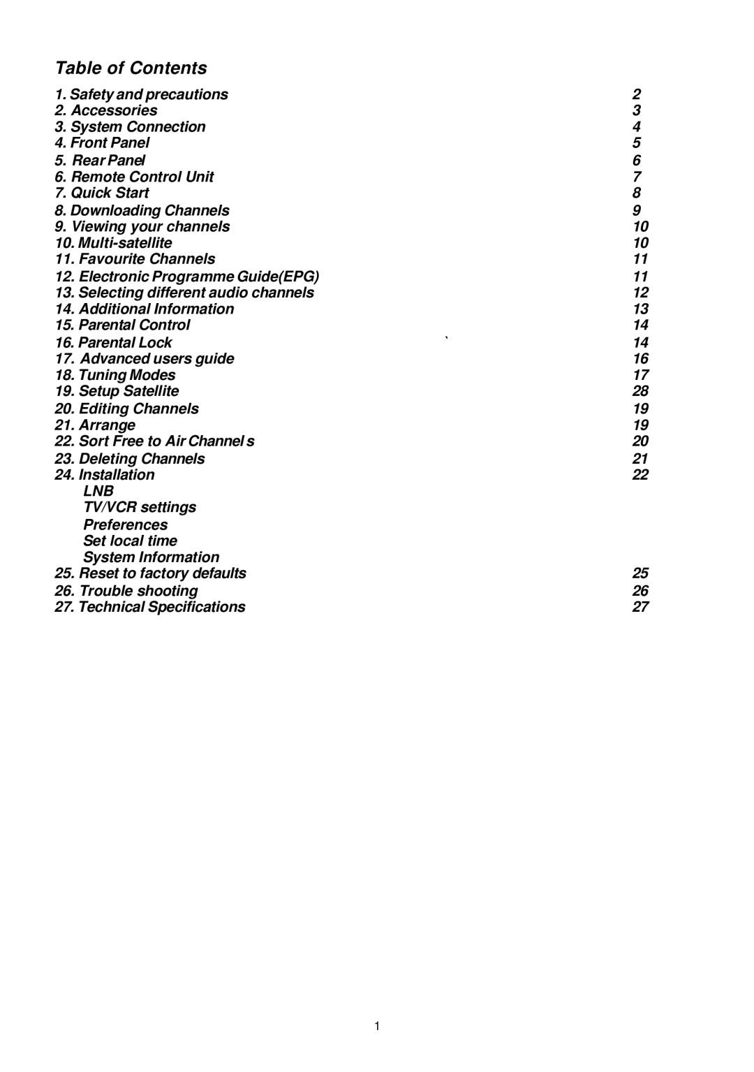 Samsung SFT-202 instruction manual Table of Contents 