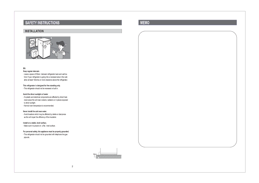 Samsung SG06DCGWHN/XEK, SG06BCSWHL/ABW, SG06BCSWHL/AFR, SG06DCGWHN/BUS, SG06CCGWQN/BUL manual Safety Instructions, Installation 