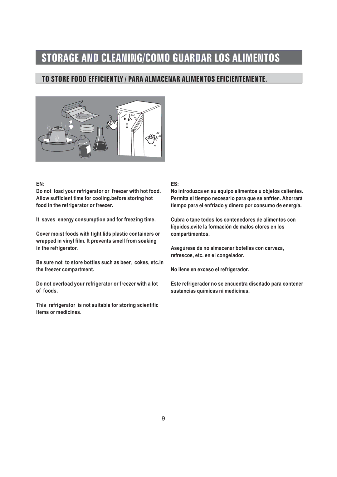 Samsung SG06BCSWHL/ABW manual Storage and CLEANING/COMO Guardar LOS Alimentos 