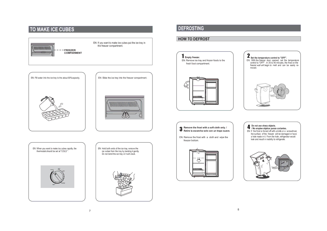 Samsung SG12DCGWQN/JMP, SG12BCSWQL/SUT, SG12BCSWHL/ABW, SG06BCSWHL/ABW, SG15DCGWQL/SUT, SG12BCSWQN/JMP manual Defrosting 