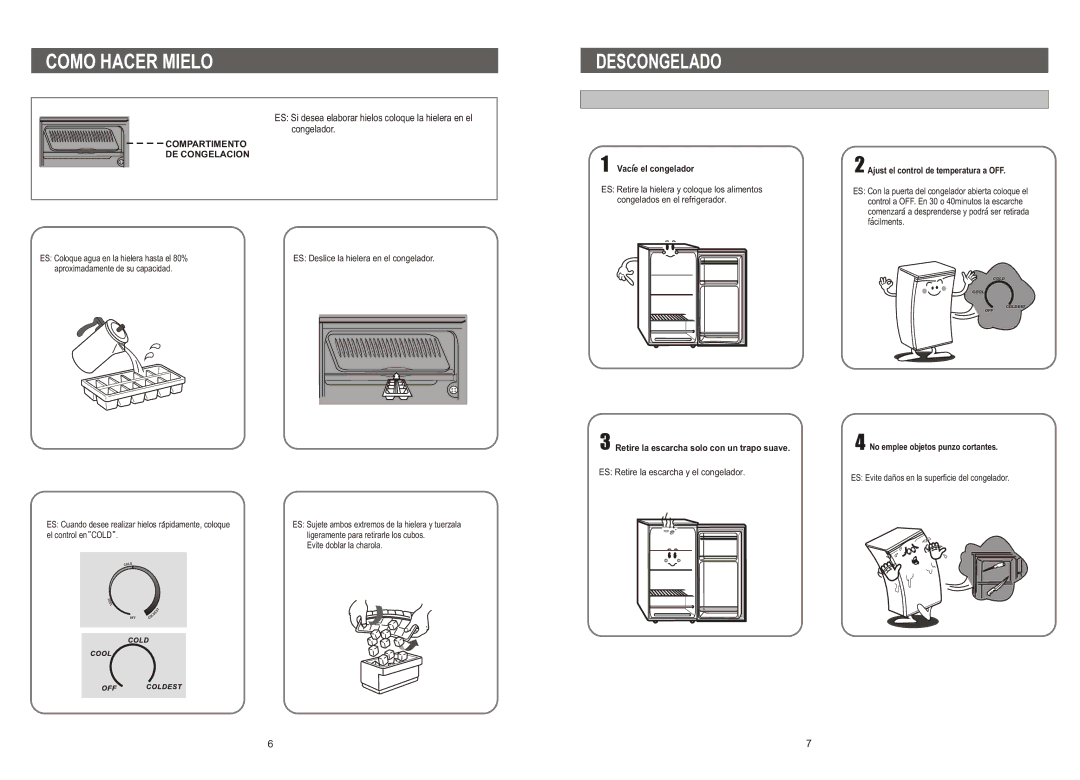 Samsung SG15CCGWHL/AFK, SG15DCGWQN/XES manual Como Hacer Mielo, Descongelado, Compartimento DE Congelacion 