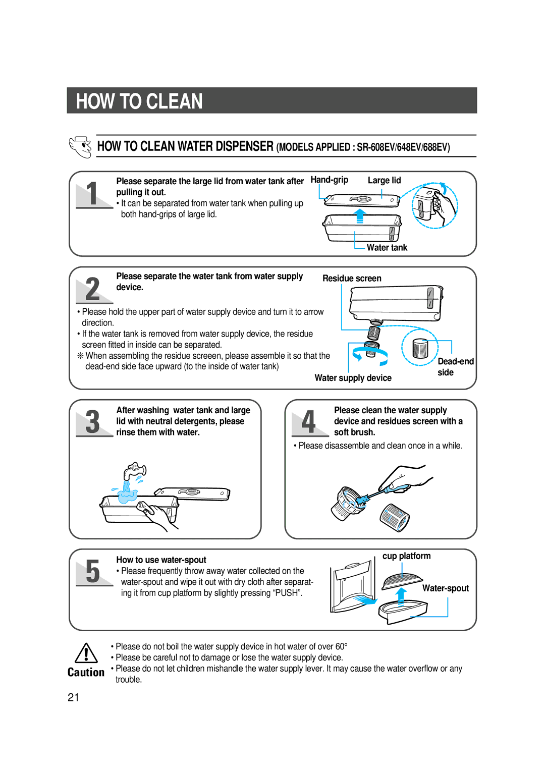 Samsung SG608ECMWQ/EUR, SG608ECSWQ/XEF, SG608ECSWH/SRX, SG606ECSWQ/XEF, SG606ECSWH/SRX, SG688ECSWH/SRX manual HOW to Clean 