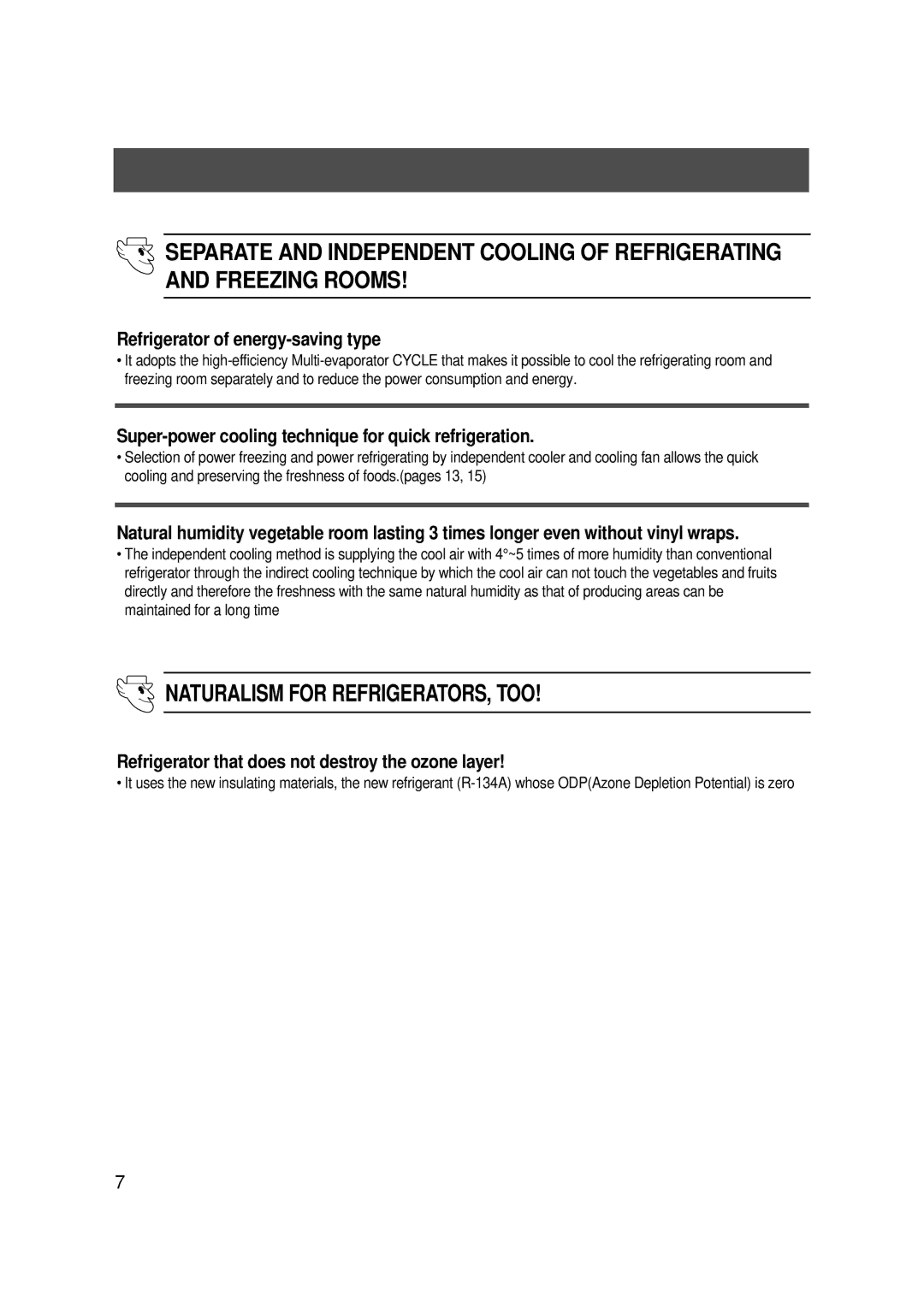 Samsung SG648EPSGQ/XET, SG608ECSWQ/XEF manual Naturalism for REFRIGERATORS, TOO, Refrigerator of energy-saving type 