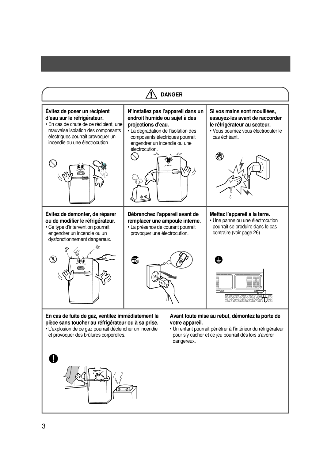 Samsung SG608ECSWQ/XEF, SG608ECSWH/SRX Vous pourriez vous électrocuter le cas échéant, Ou de modifier le réfrigérateur 