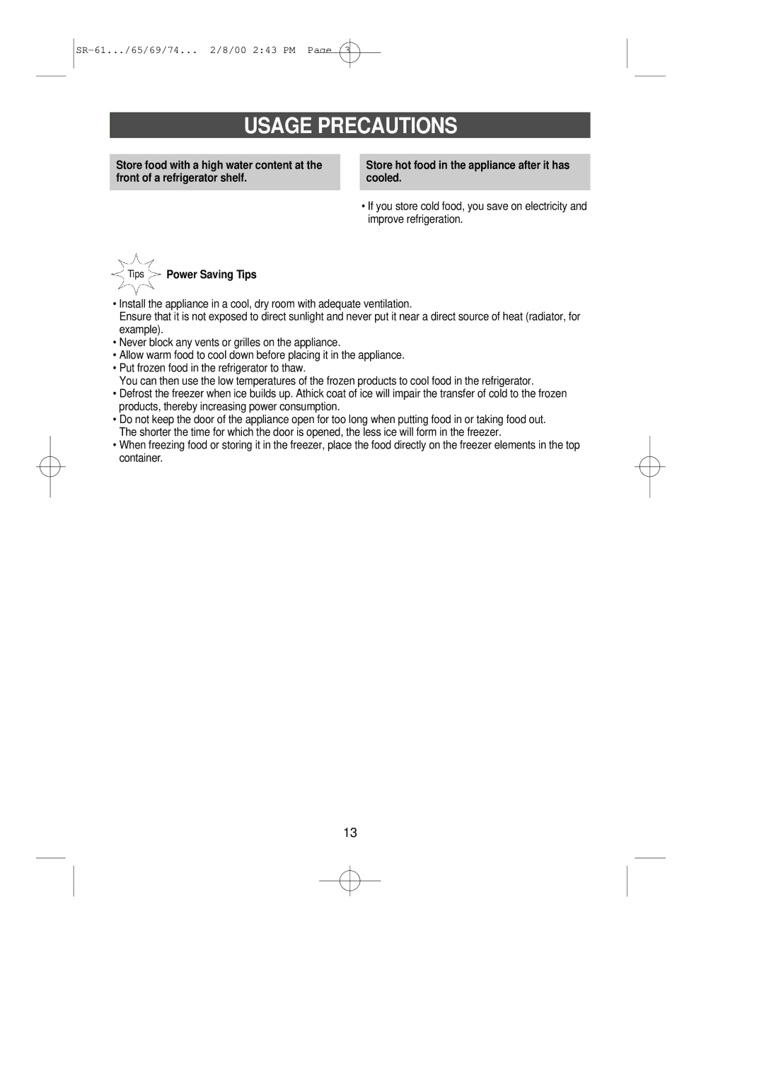 Samsung SG649EVMGQ/XET, SG609ECSWQ/XEF, SG649ECSWQ/XEF, SG609ECSWQ/CAF manual Usage Precautions, Tips Power Saving Tips 