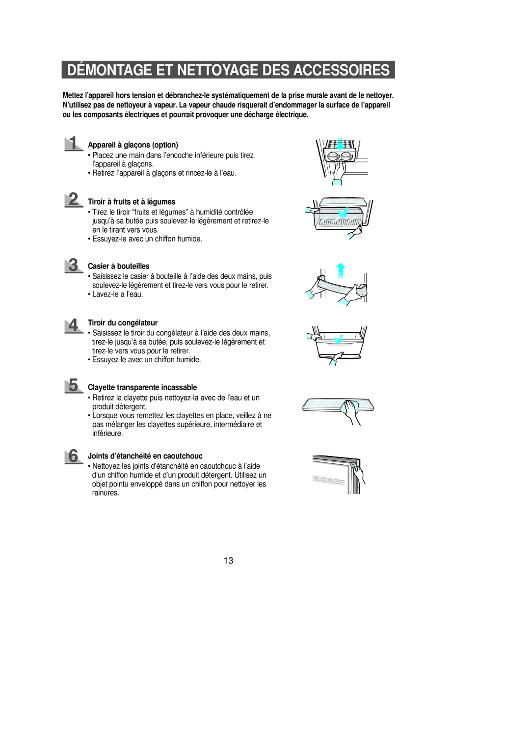 Samsung SG628ECSWQ/XEG Appareil à glaçons option, Tiroir à fruits et à légumes, Casier à bouteilles, Tiroir du congélateur 