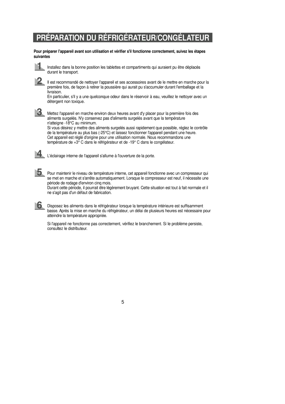 Samsung SG629ECSWQ/XEF, SG628ECSWQ/XEG, SG628ECSWH/CAF, SN629EPNSQ/XEF manual Préparation DU RÉFRIGÉRATEUR/CONGÉLATEUR 