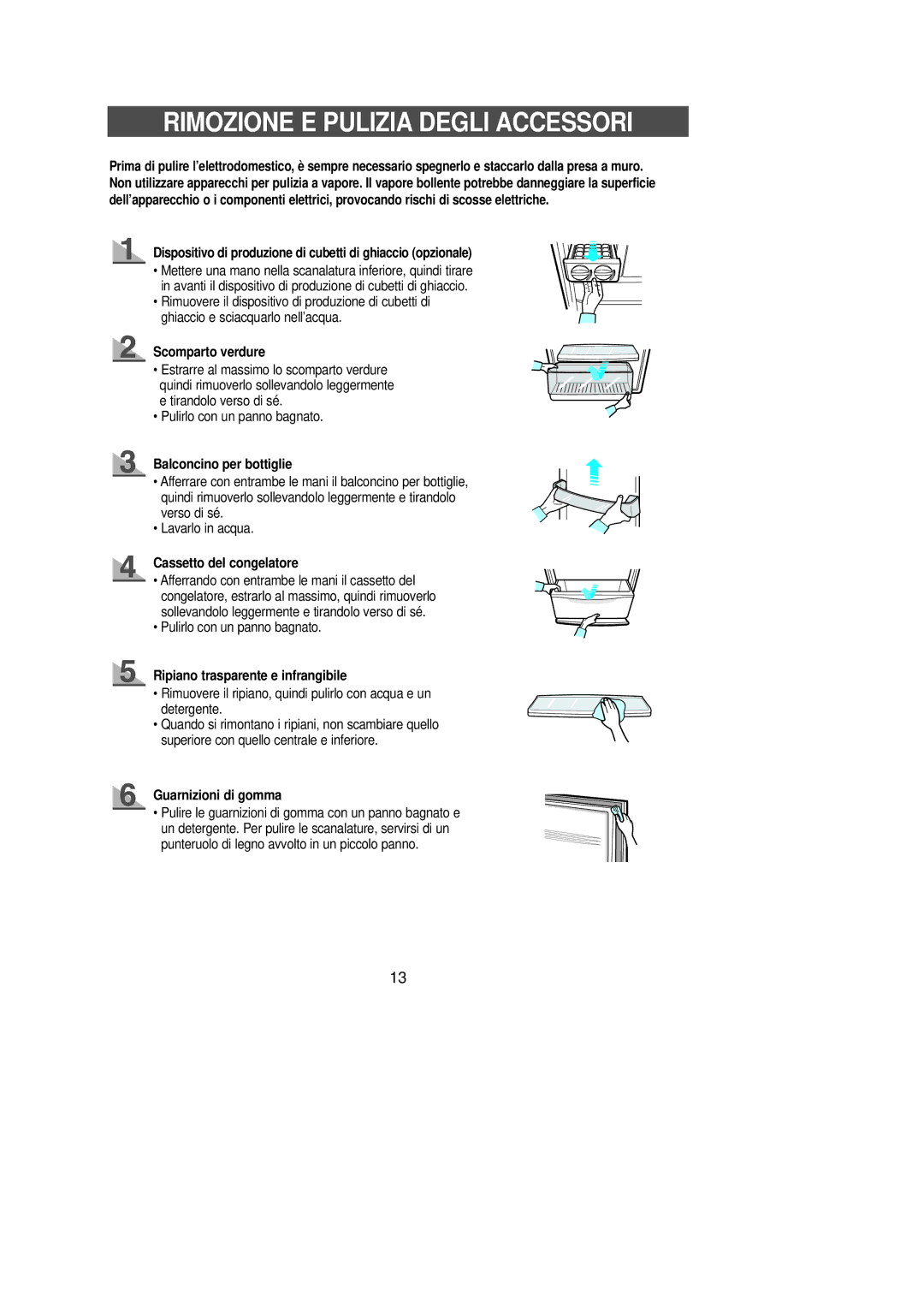 Samsung SN629EPSGQ/XEG, SG629ECSWQ/XEF, SG628ECSWQ/XEF, SG628EVMGQ/XET, SN679EPSGQ/XET Rimozione E Pulizia Degli Accessori 