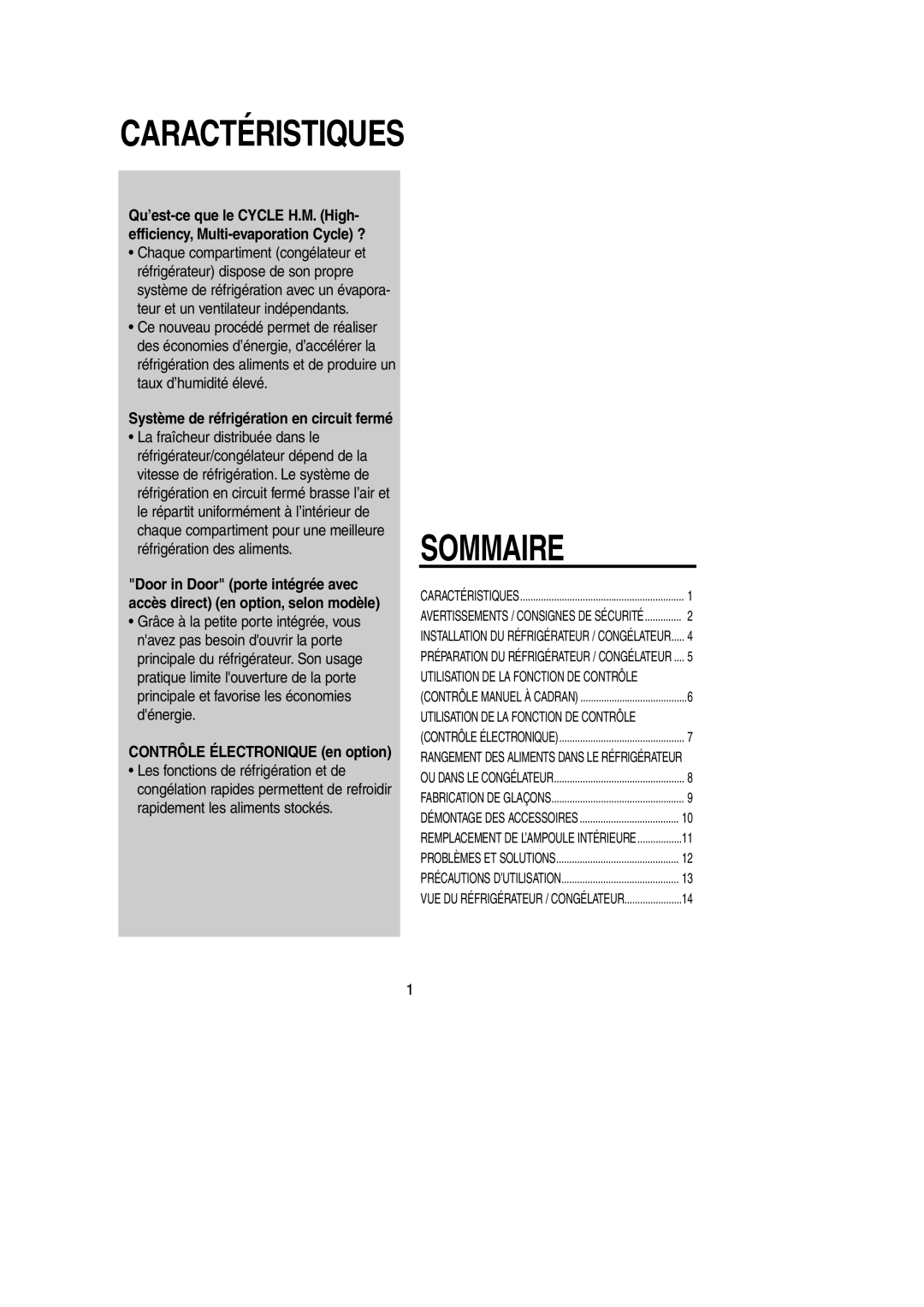 Samsung SG649ECSWQ/XEF, SG649EVMGQ/XET manual Contrôle Électronique en option, Système de réfrigération en circuit fermé 