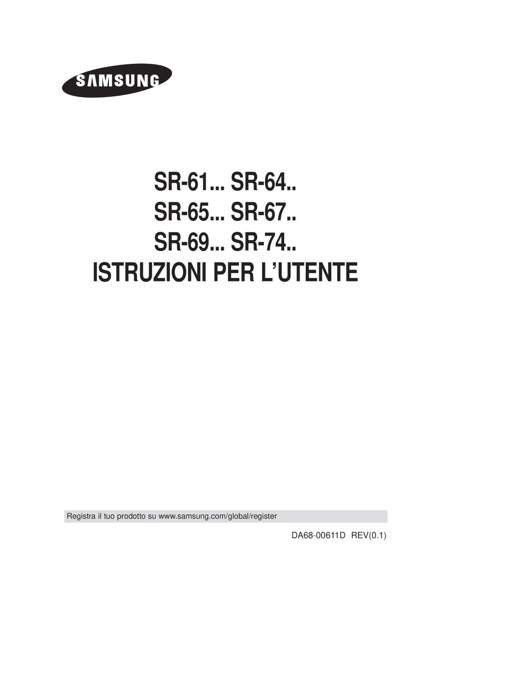 Samsung SG649EVMGQ/XET manual SR-61... SR-64 SR-65... SR-67 SR-69... SR-74 