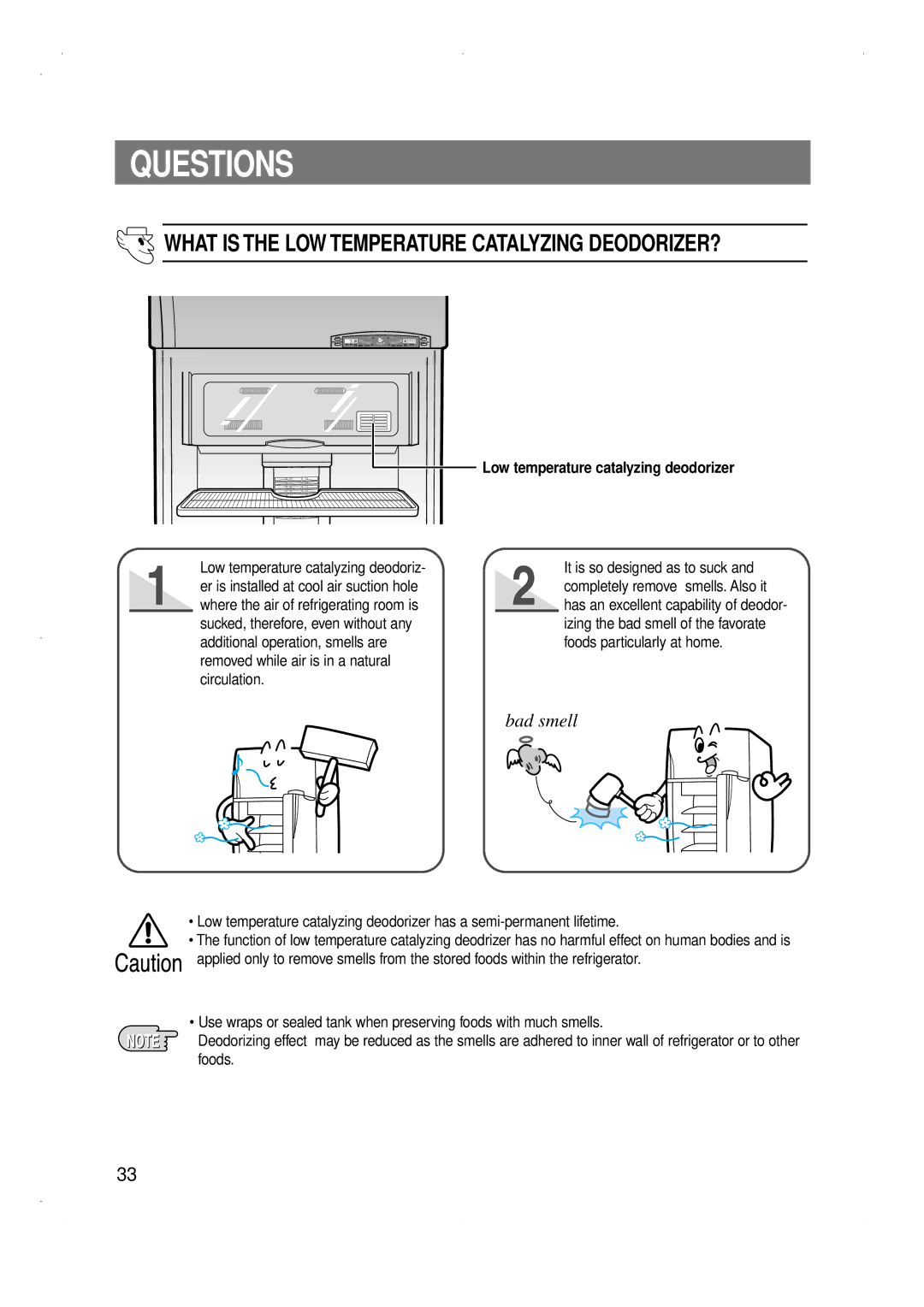 Samsung SG686EESWH/BDW, SG686EESWH/TAC, SG606EVMGQ/XSP manual Questions, What is the LOW Temperature Catalyzing DEODORIZER? 