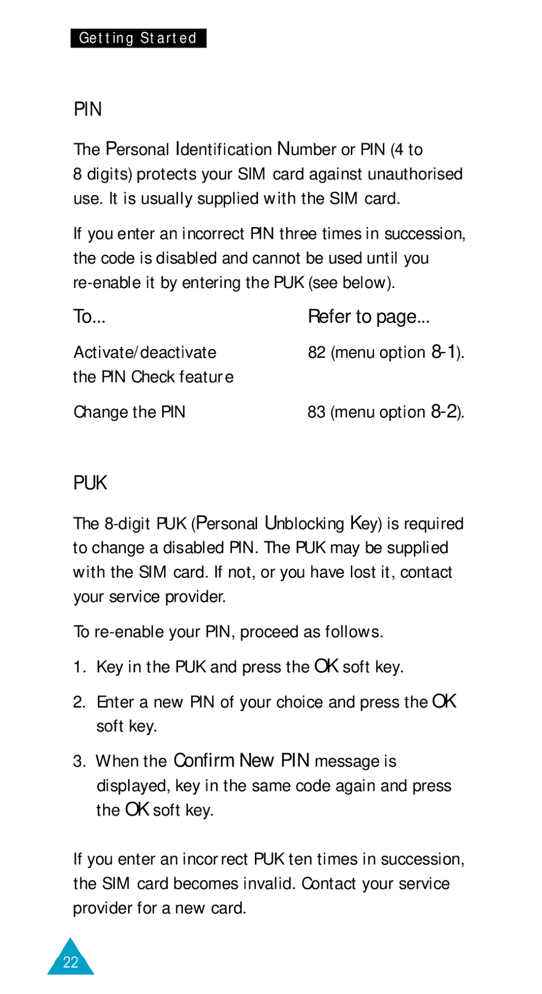 Samsung SGH-600SV/XET, SGH-600DY/TIM manual Personal Identification Number or PIN 4 to, PIN Check feature Change the PIN 