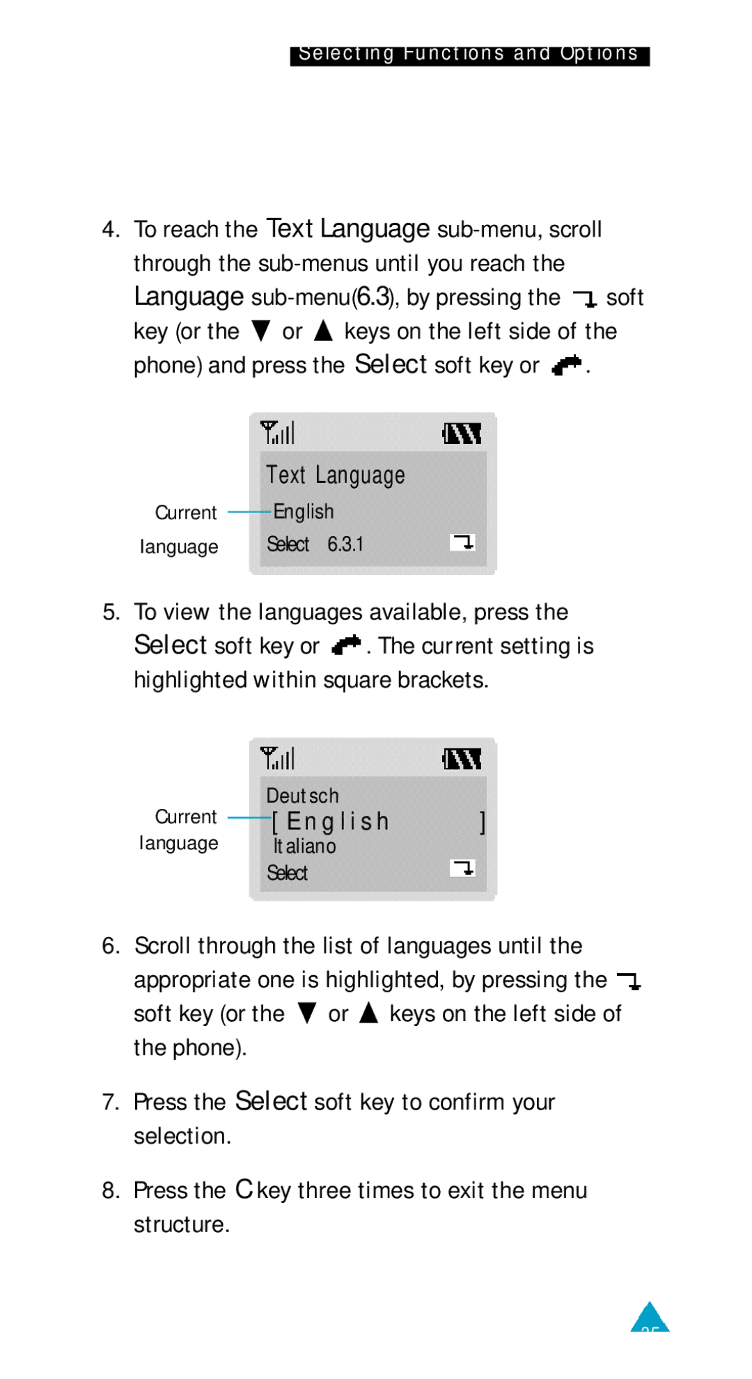 Samsung SGH-600SV/XET, SGH-600DY/TIM manual Phone and press the Select soft key or, To view the languages available, press 