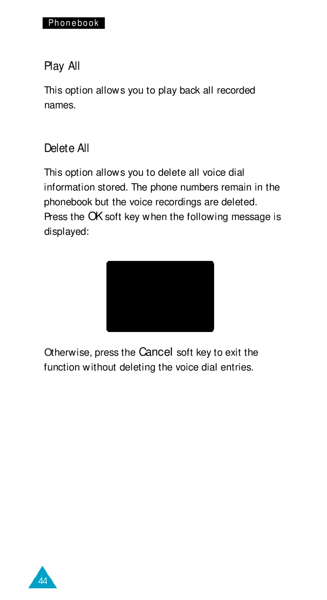 Samsung SGH-600DB/XET, SGH-600DY/TIM manual Play All, Delete All, This option allows you to play back all recorded names 