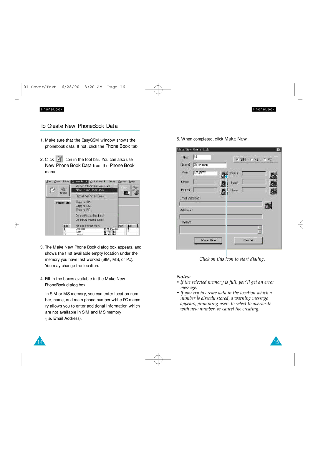 Samsung CKG600AP/STD, SGH-600YW/XEF manual To Create New PhoneBook Data, Email Address, When completed, click Make New 