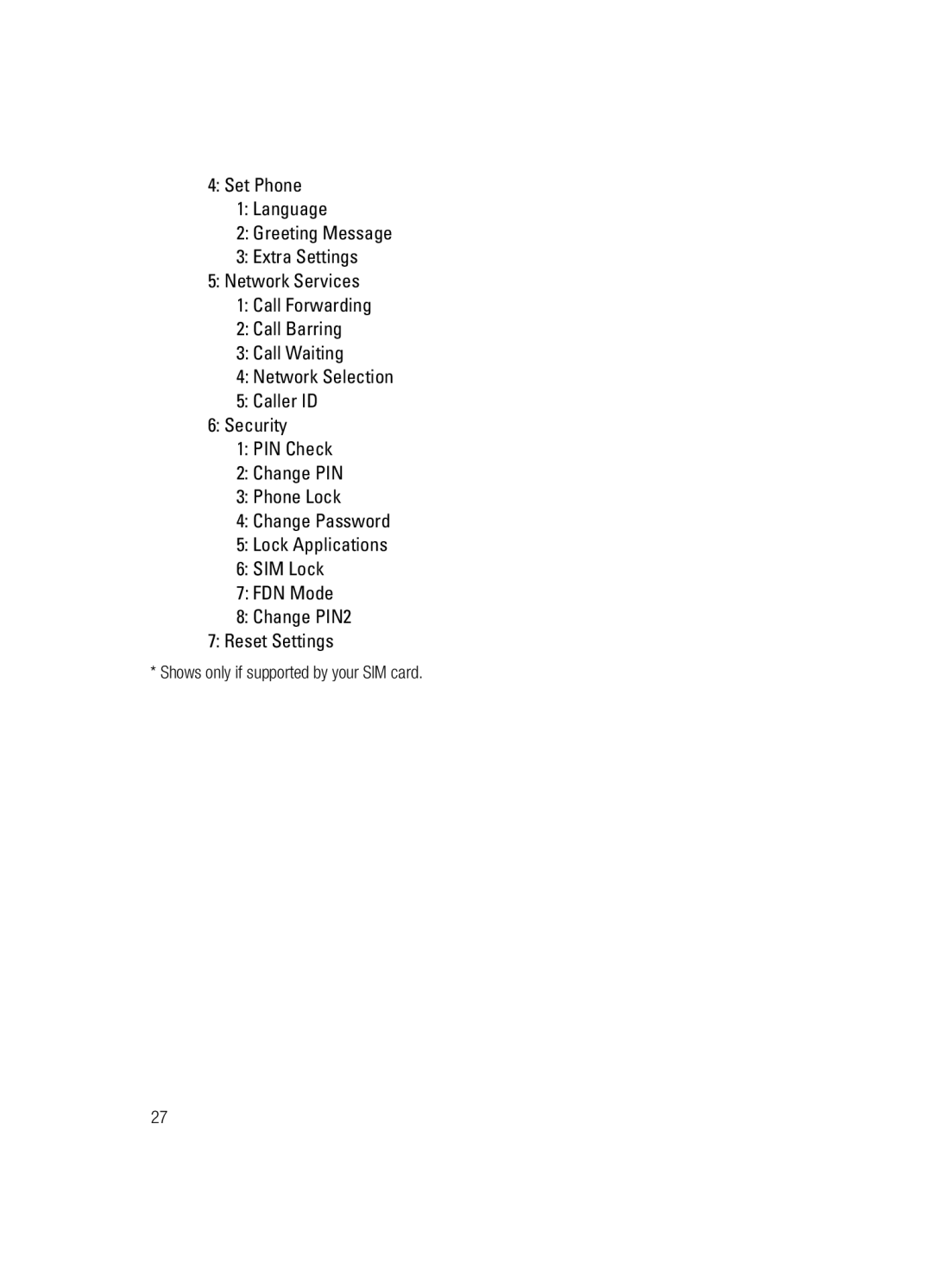 Samsung SGH-a117 Series manual Shows only if supported by your SIM card 