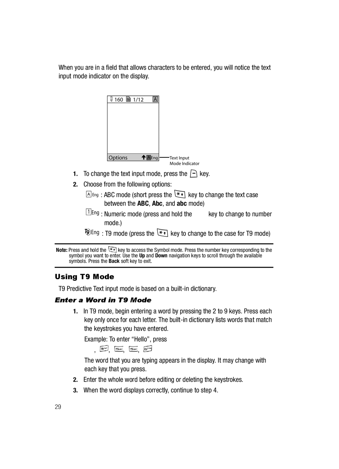 Samsung SGH-a117 Series manual Using T9 Mode, Enter a Word in T9 Mode 