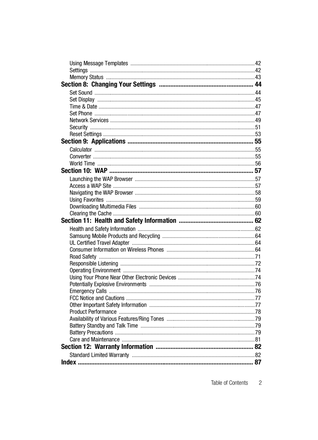 Samsung SGH-a117 Series manual Changing Your Settings 