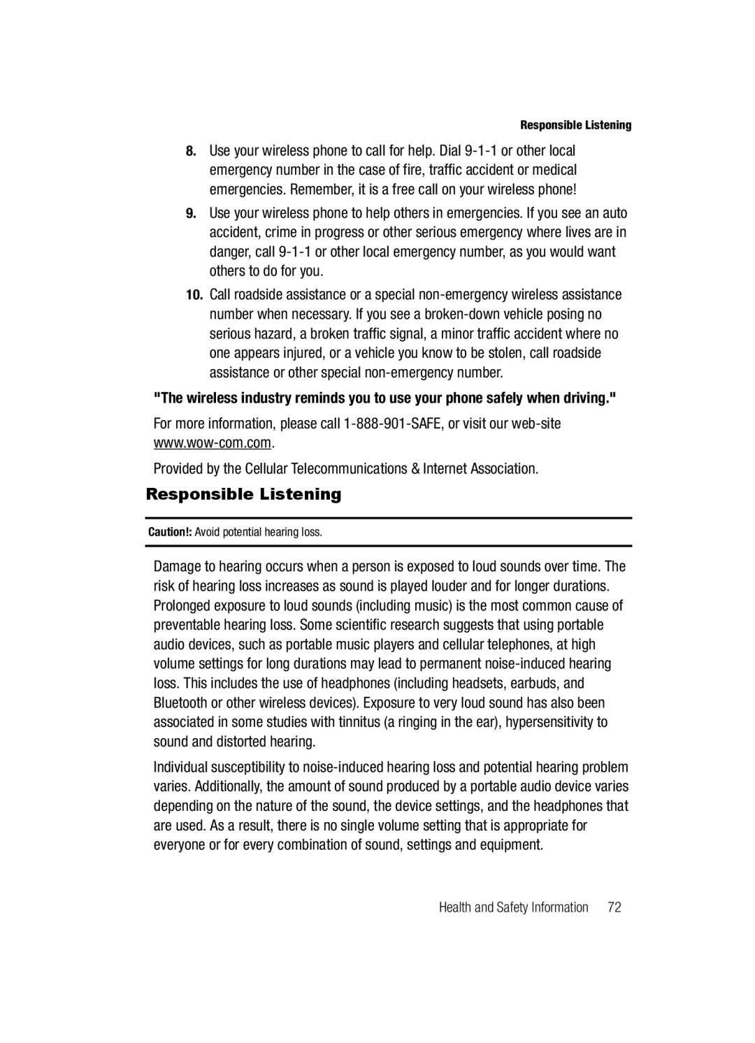 Samsung SGH-a117 Series manual Responsible Listening 