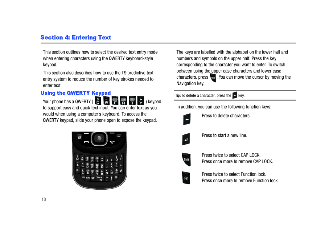 Samsung SGH-A687LBAATT user manual Entering Text, Using the Qwerty Keypad 