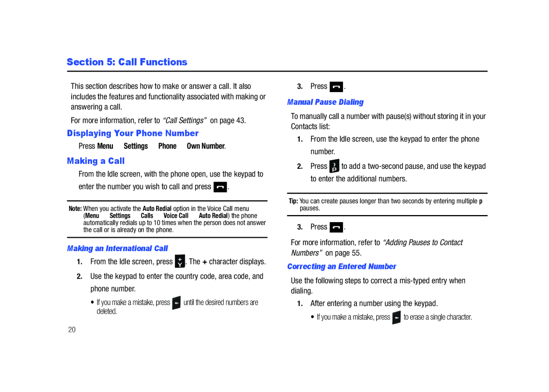 Samsung SGH-A687LBAATT user manual Call Functions, Displaying Your Phone Number, Making a Call 