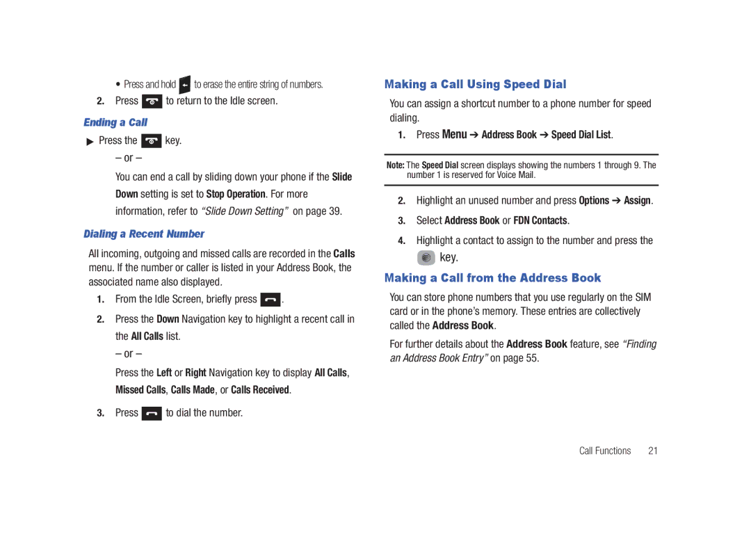 Samsung SGH-A687LBAATT user manual Making a Call Using Speed Dial, Making a Call from the Address Book, Ending a Call 