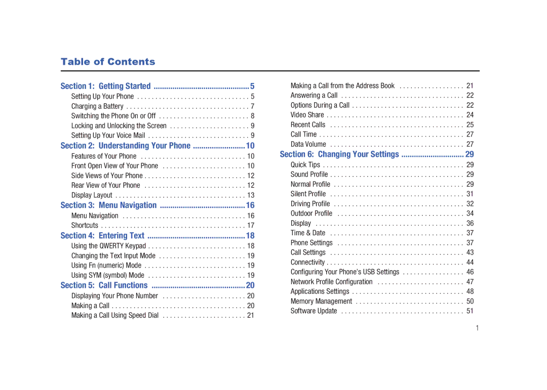 Samsung SGH-A687LBAATT user manual Table of Contents 