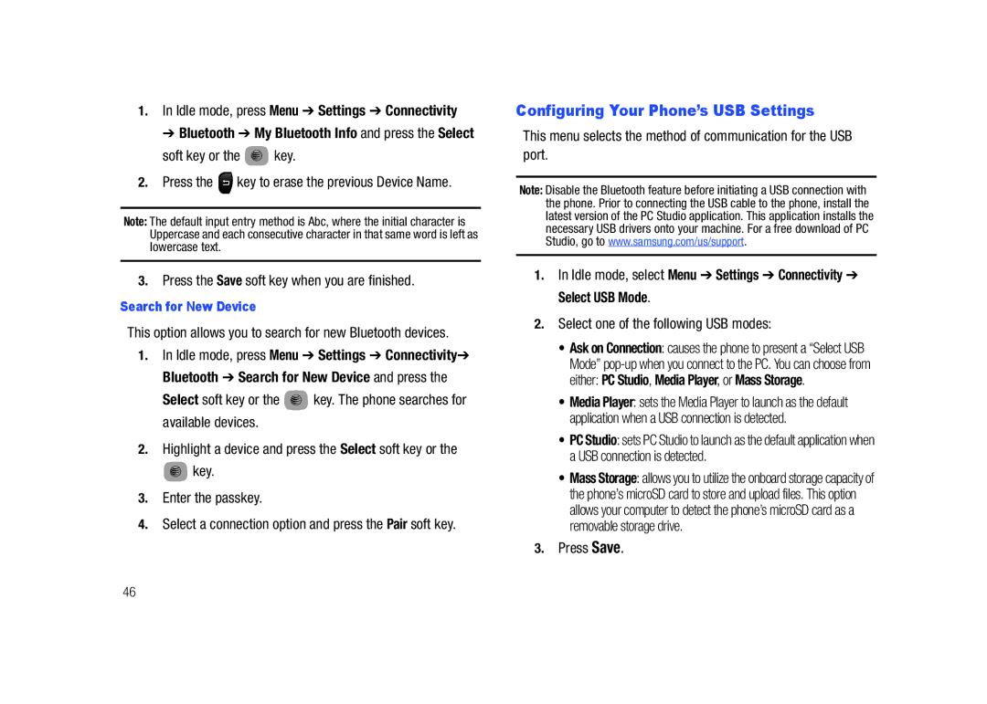 Samsung SGH-A687LBAATT user manual Configuring Your Phone’s USB Settings 