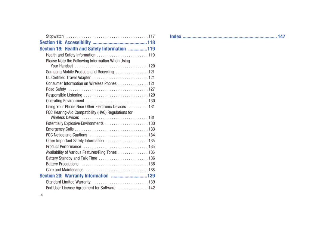 Samsung SGH-A687LBAATT user manual 119, 120, 121, 127, 129, 130, 131, 134, 135, 136, 138, 139, 142 