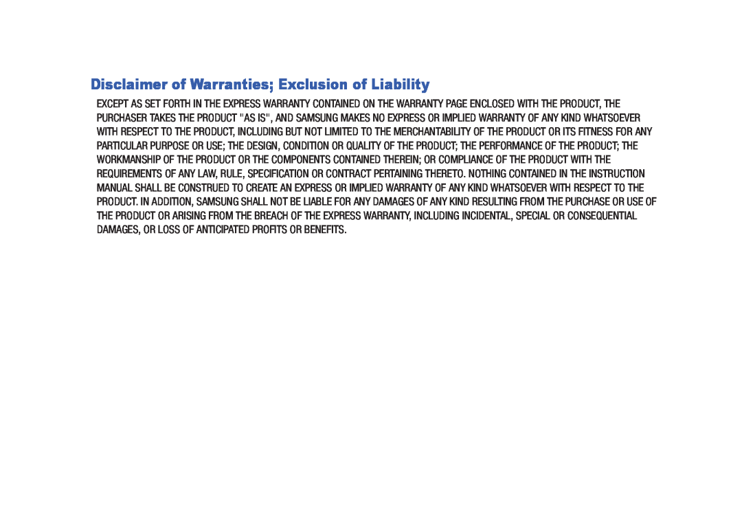 Samsung SGH-A687LBAATT user manual Disclaimer of Warranties Exclusion of Liability 
