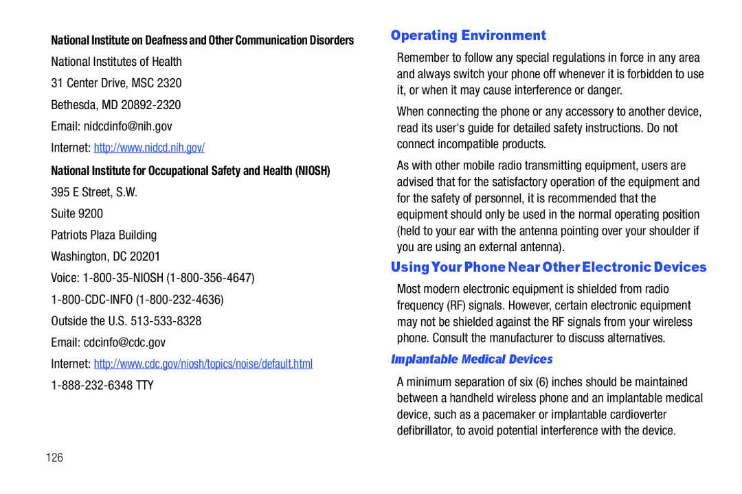 Samsung SGH-A687ZPAATT user manual Operating Environment, Implantable Medical Devices 