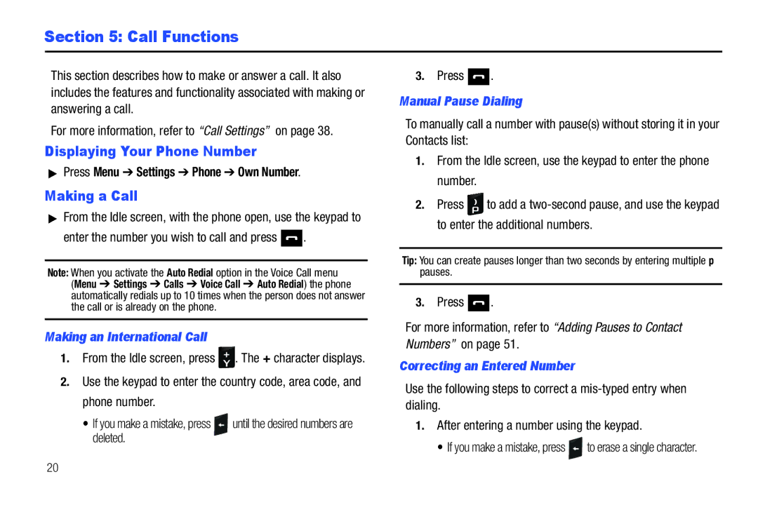 Samsung SGH-A687ZPAATT user manual Call Functions, Displaying Your Phone Number, Making a Call 