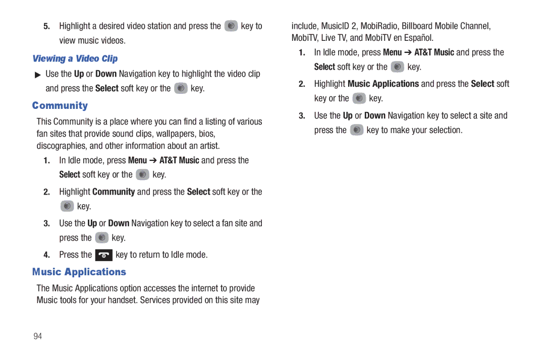 Samsung SGH-A687ZPAATT user manual Community, Music Applications, Viewing a Video Clip 