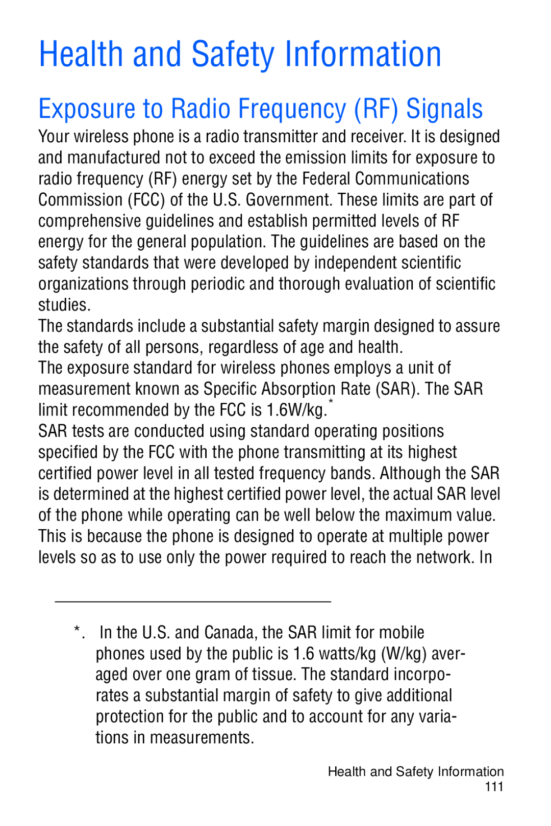 Samsung SGH-C327 user manual Health and Safety Information, Exposure to Radio Frequency RF Signals 