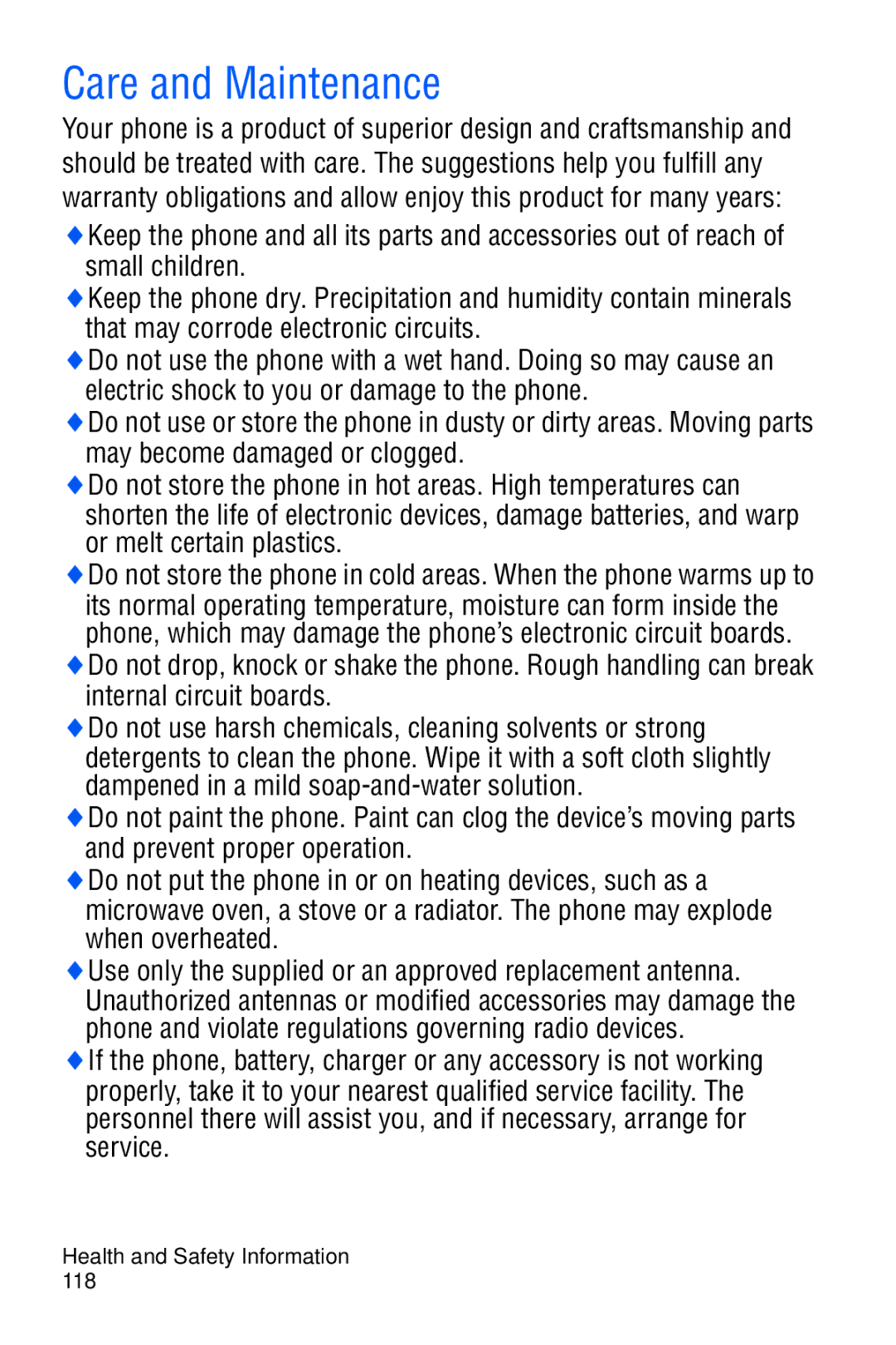 Samsung SGH-C327 user manual Care and Maintenance, Internal circuit boards 