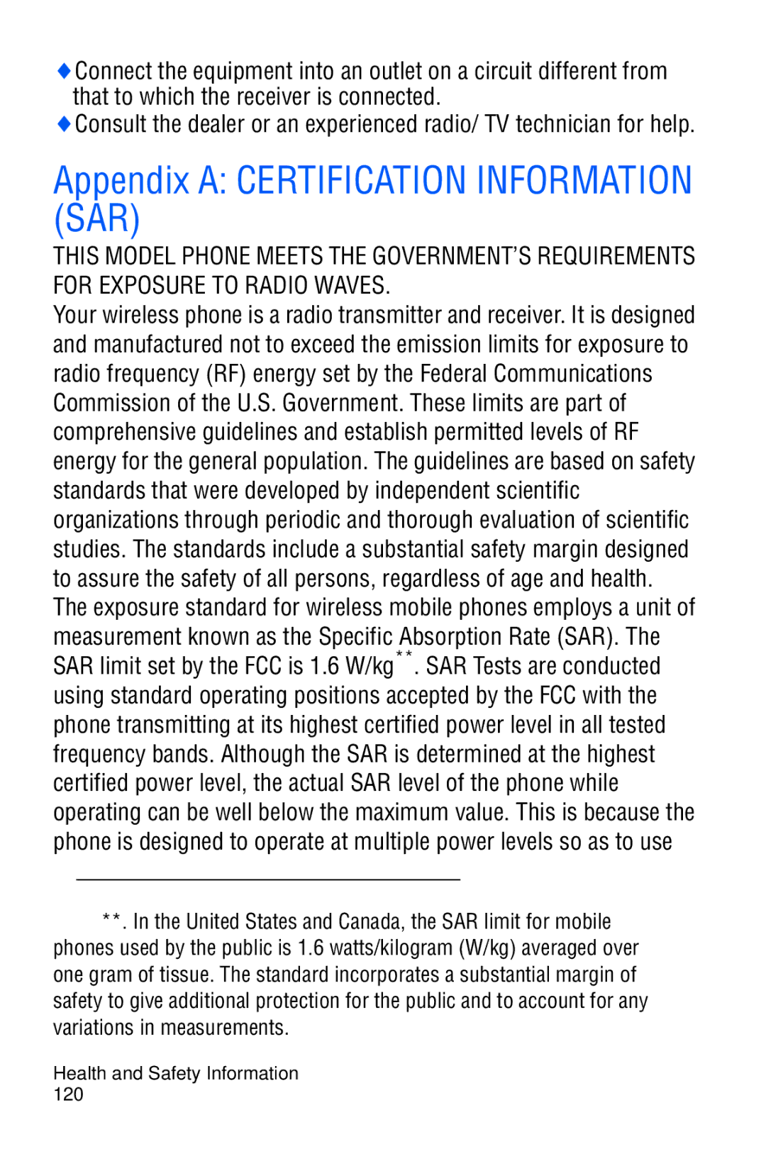 Samsung SGH-C327 user manual Appendix a Certification Information SAR 