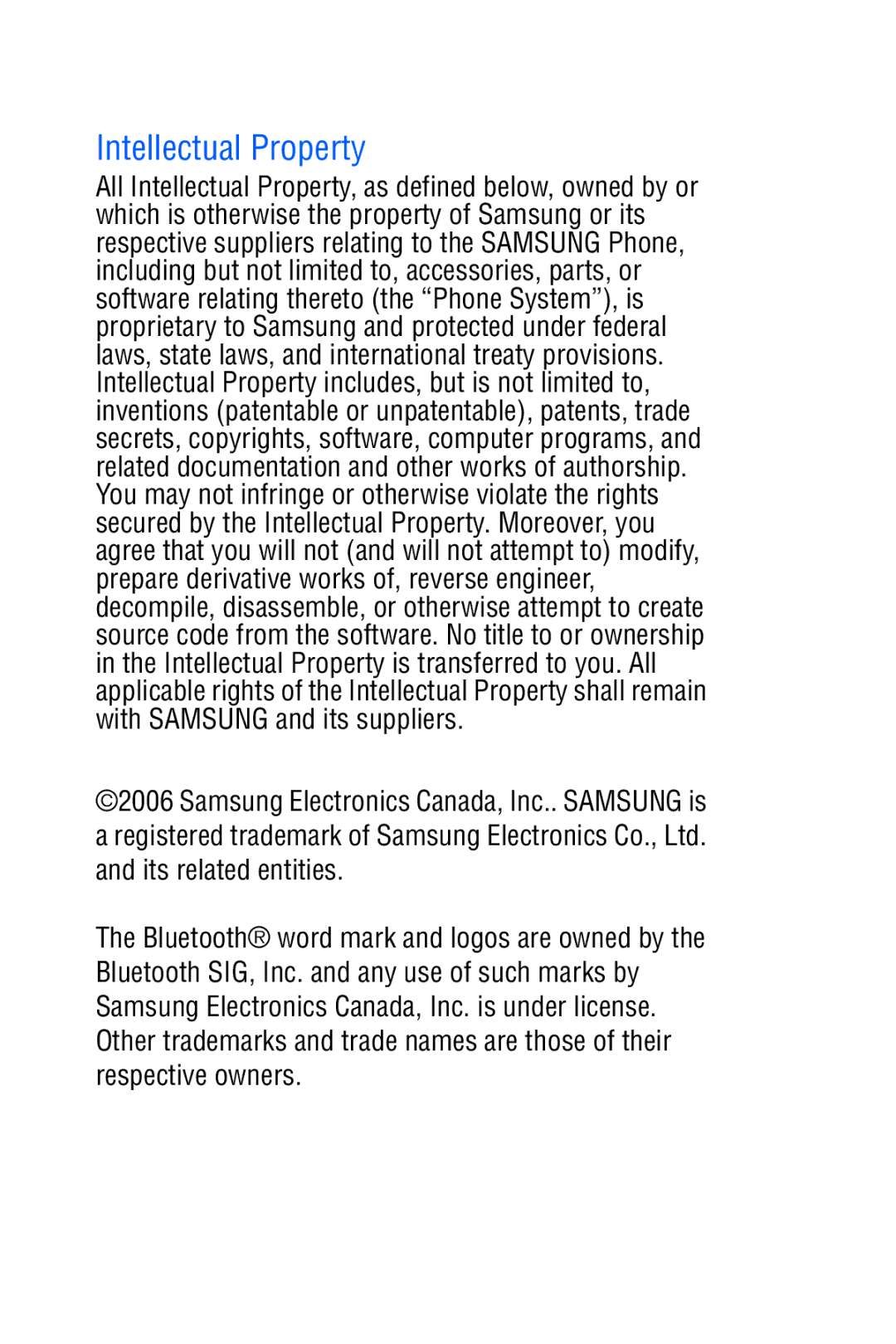 Samsung SGH-C327 user manual Intellectual Property 