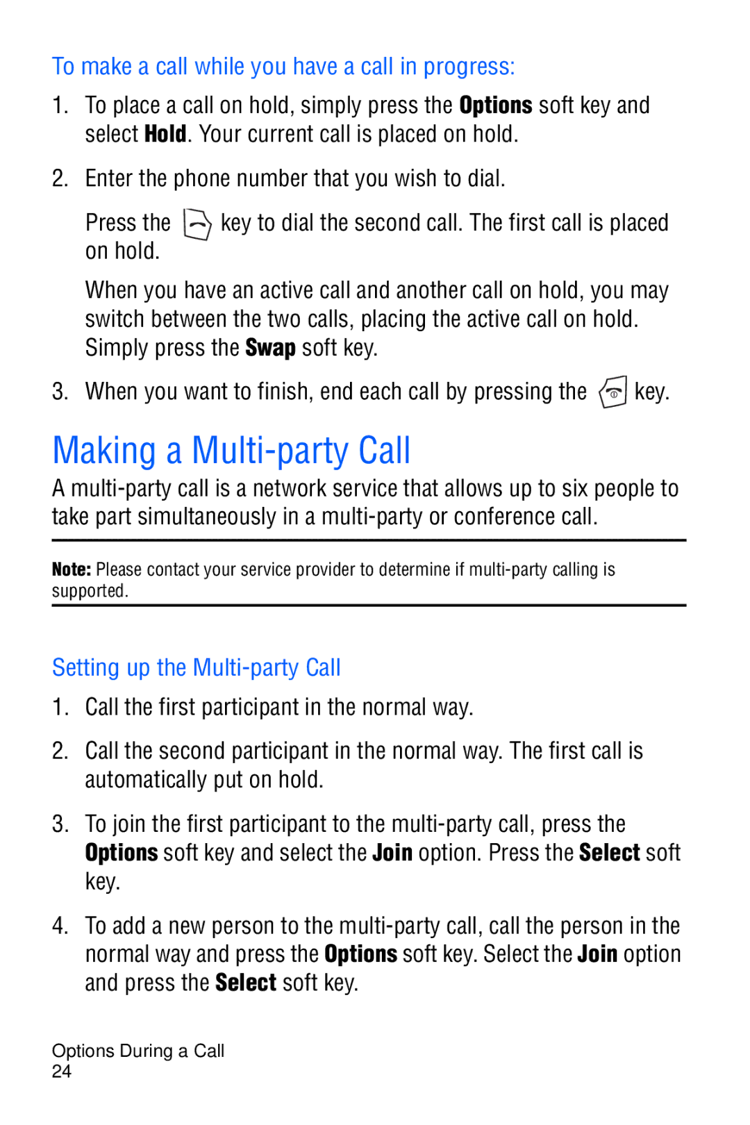 Samsung SGH-C327 user manual Making a Multi-party Call, To make a call while you have a call in progress 