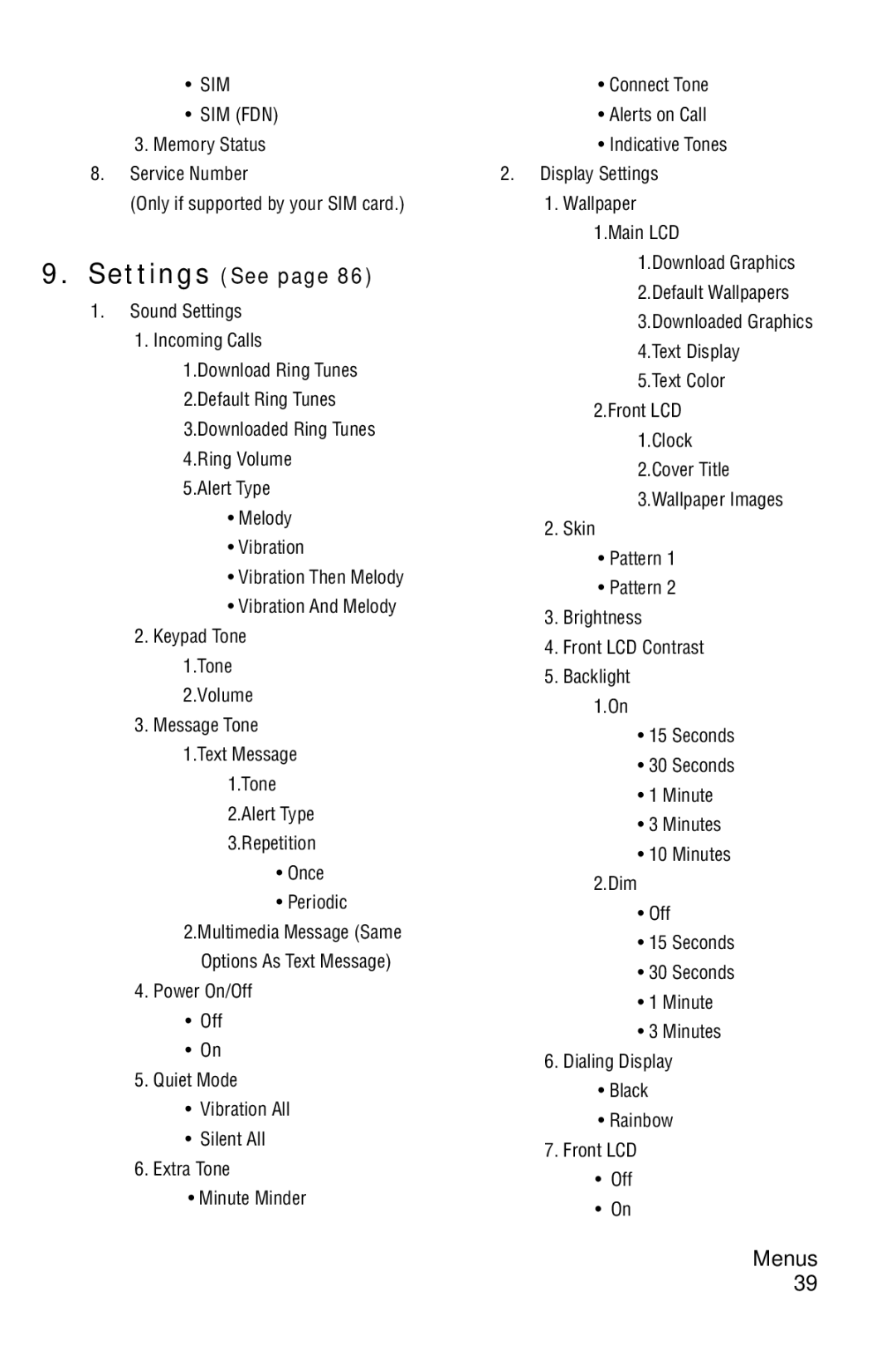 Samsung SGH-C327 user manual Settings See 