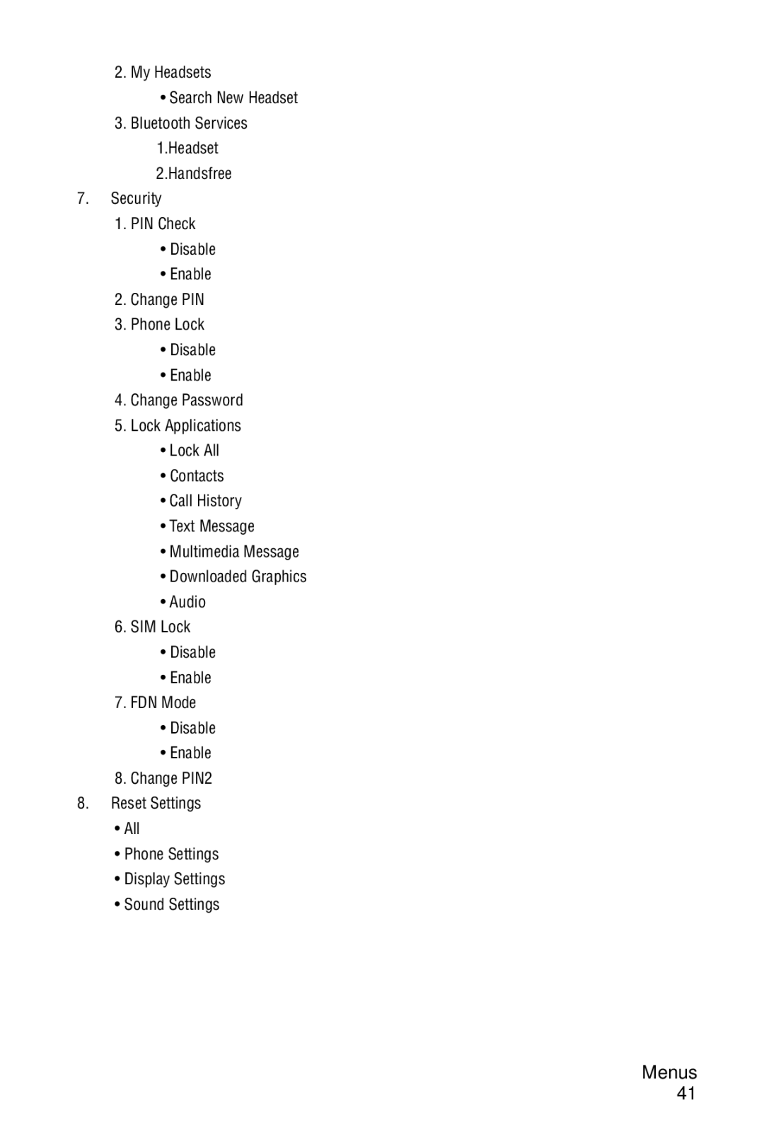 Samsung SGH-C327 user manual Menus 