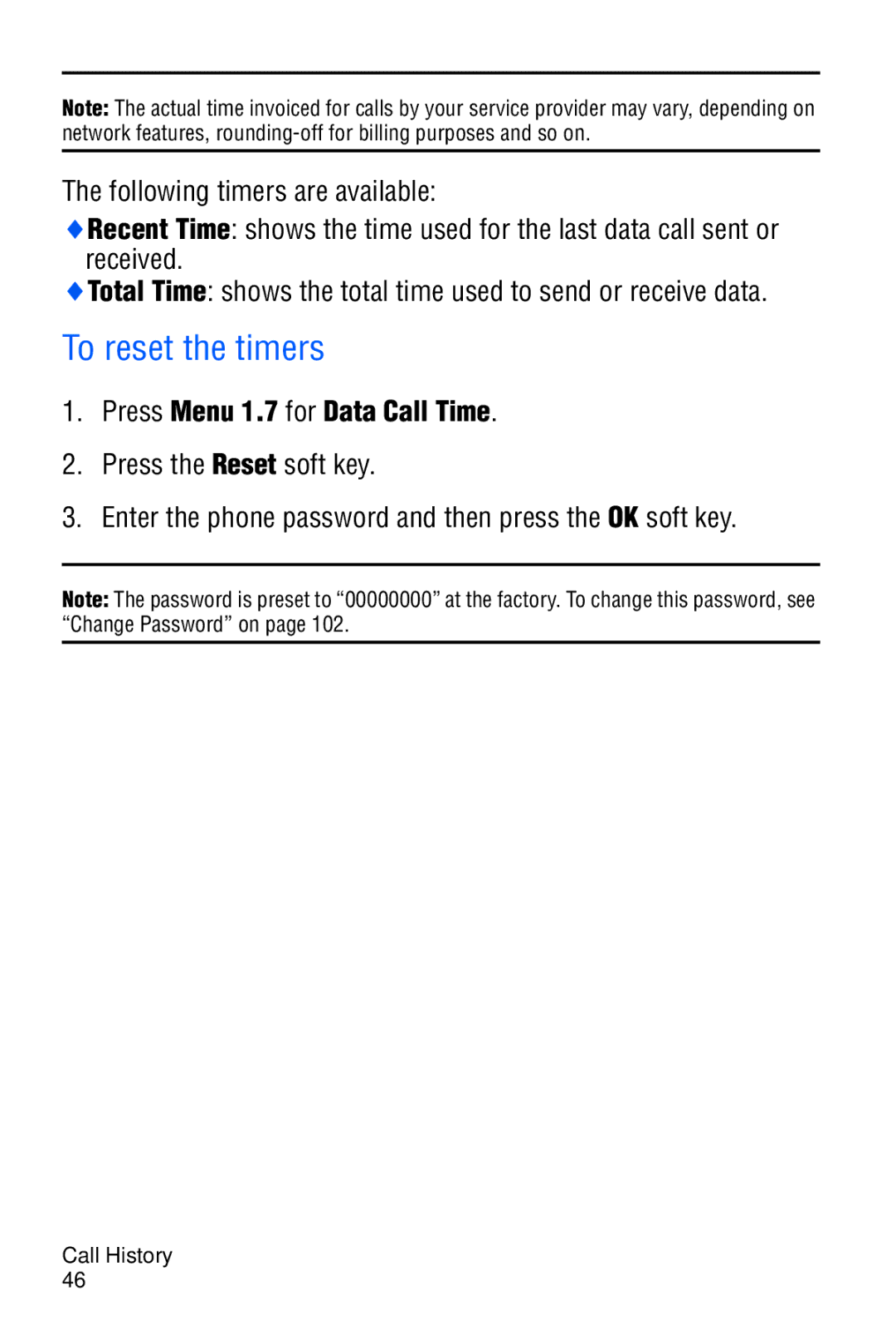 Samsung SGH-C327 user manual Press Menu 1.7 for Data Call Time 