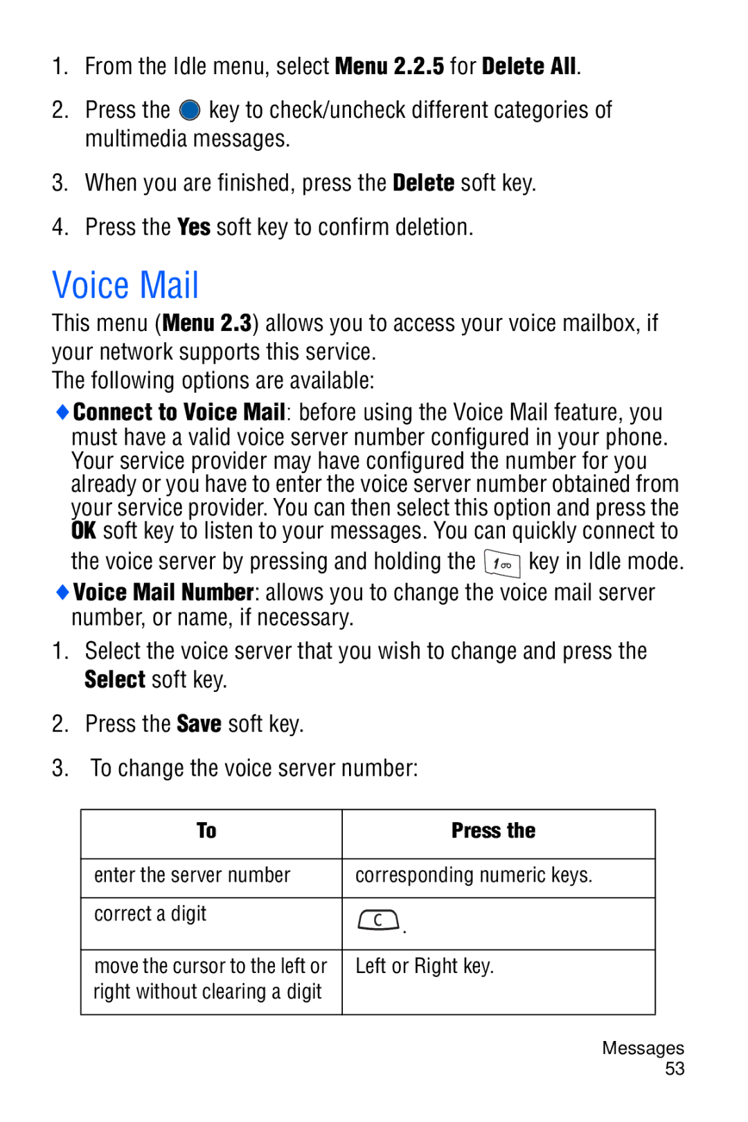 Samsung SGH-C327 user manual Voice Mail 