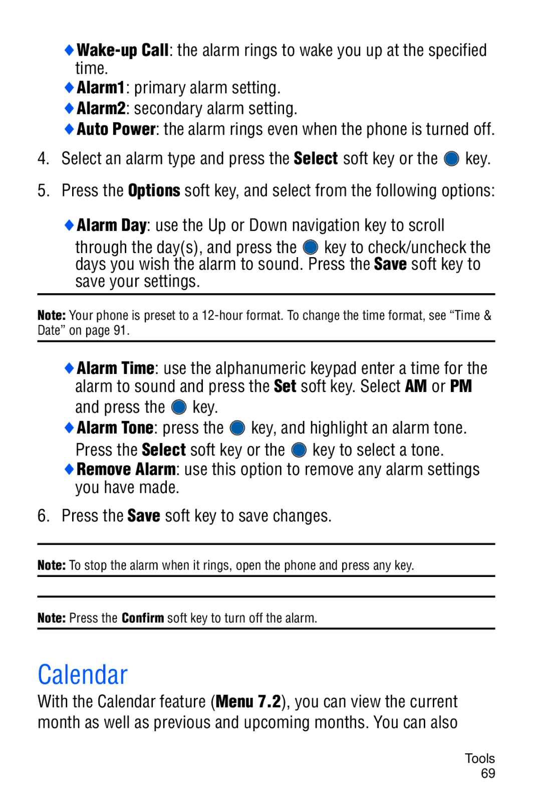 Samsung SGH-C327 user manual Calendar 